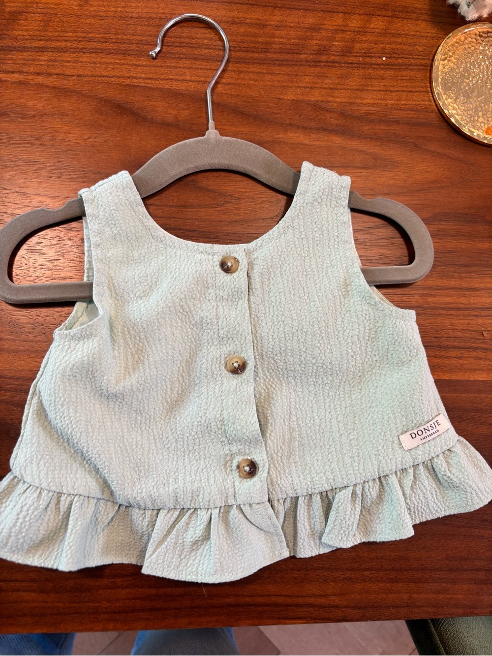 DONSJE Cream Ruffle Button-Back Baby Top - Picture 2 of 4